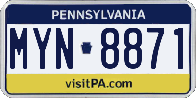 PA license plate MYN8871