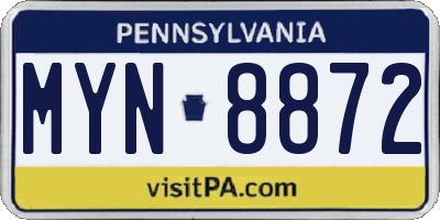 PA license plate MYN8872