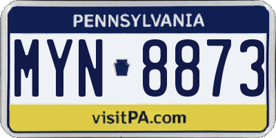 PA license plate MYN8873