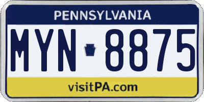 PA license plate MYN8875