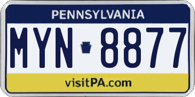 PA license plate MYN8877