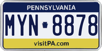 PA license plate MYN8878