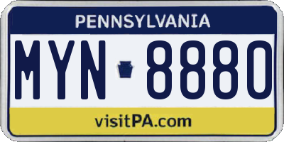 PA license plate MYN8880