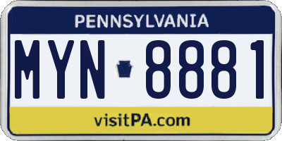 PA license plate MYN8881