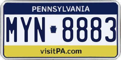 PA license plate MYN8883