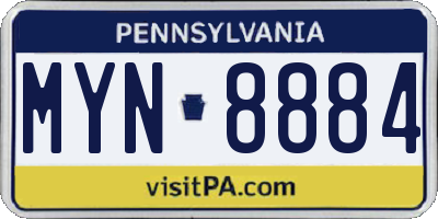 PA license plate MYN8884