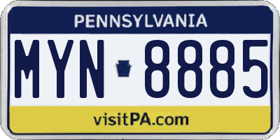 PA license plate MYN8885
