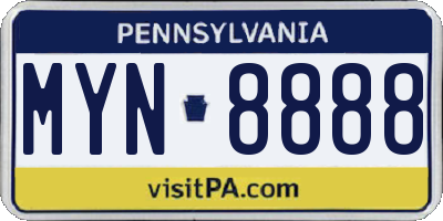 PA license plate MYN8888