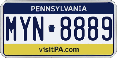 PA license plate MYN8889