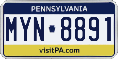 PA license plate MYN8891