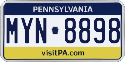 PA license plate MYN8898