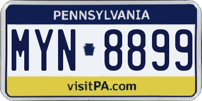 PA license plate MYN8899