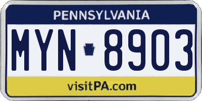 PA license plate MYN8903