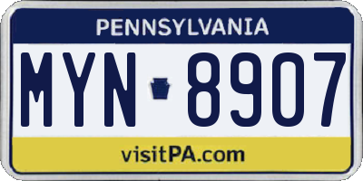 PA license plate MYN8907