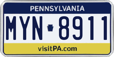PA license plate MYN8911