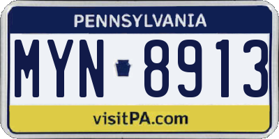 PA license plate MYN8913