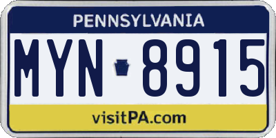 PA license plate MYN8915
