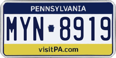PA license plate MYN8919