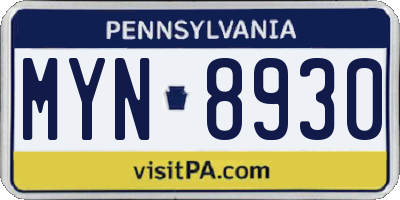 PA license plate MYN8930