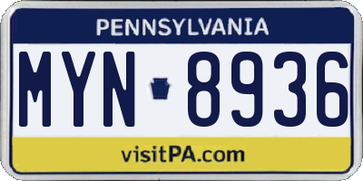 PA license plate MYN8936