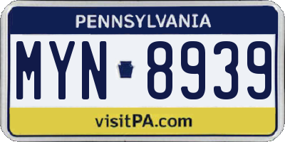 PA license plate MYN8939