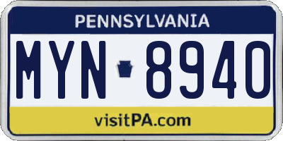 PA license plate MYN8940
