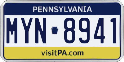 PA license plate MYN8941