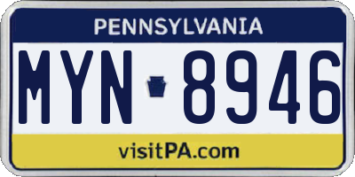 PA license plate MYN8946