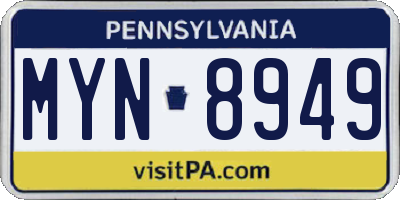 PA license plate MYN8949