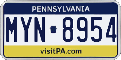PA license plate MYN8954