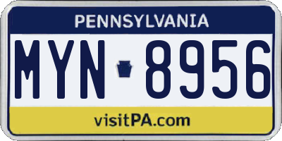 PA license plate MYN8956