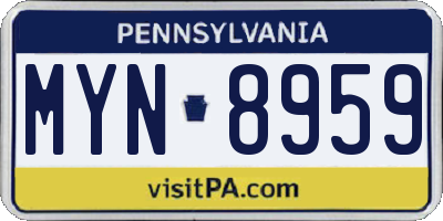 PA license plate MYN8959