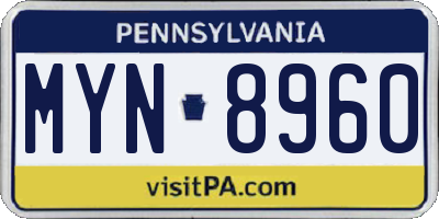 PA license plate MYN8960