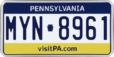 PA license plate MYN8961