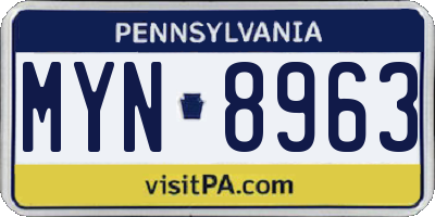 PA license plate MYN8963