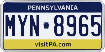 PA license plate MYN8965