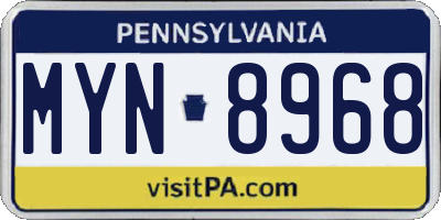 PA license plate MYN8968