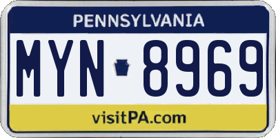 PA license plate MYN8969