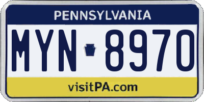 PA license plate MYN8970