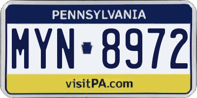 PA license plate MYN8972