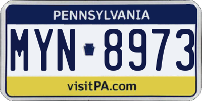 PA license plate MYN8973