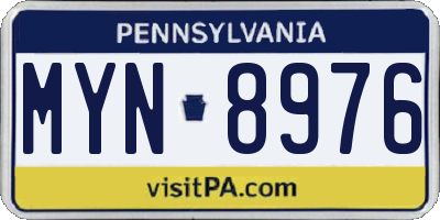 PA license plate MYN8976