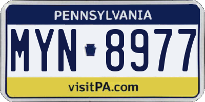 PA license plate MYN8977