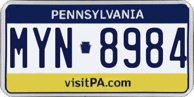 PA license plate MYN8984