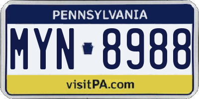 PA license plate MYN8988