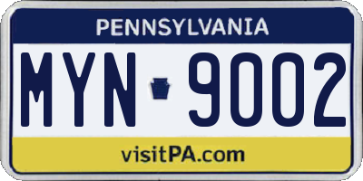 PA license plate MYN9002