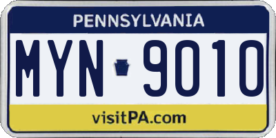 PA license plate MYN9010