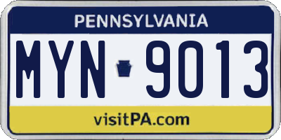 PA license plate MYN9013