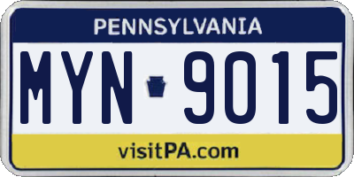 PA license plate MYN9015