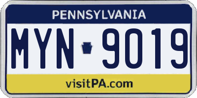PA license plate MYN9019